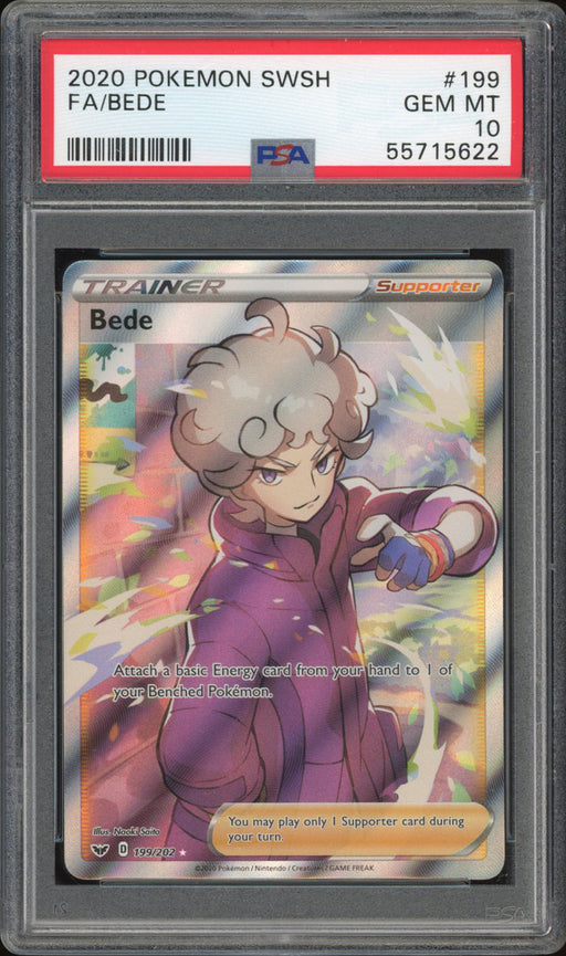 Bede 199/202 - PSA 10 - Sword & Shield Full Art
