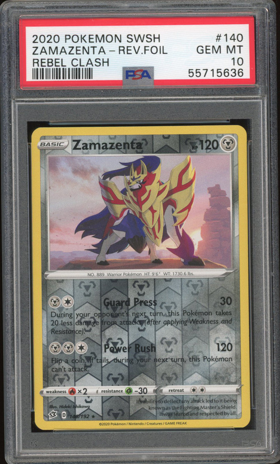 Zamazenta 140/192 - PSA 10 - Rebel Clash Rev. Holo