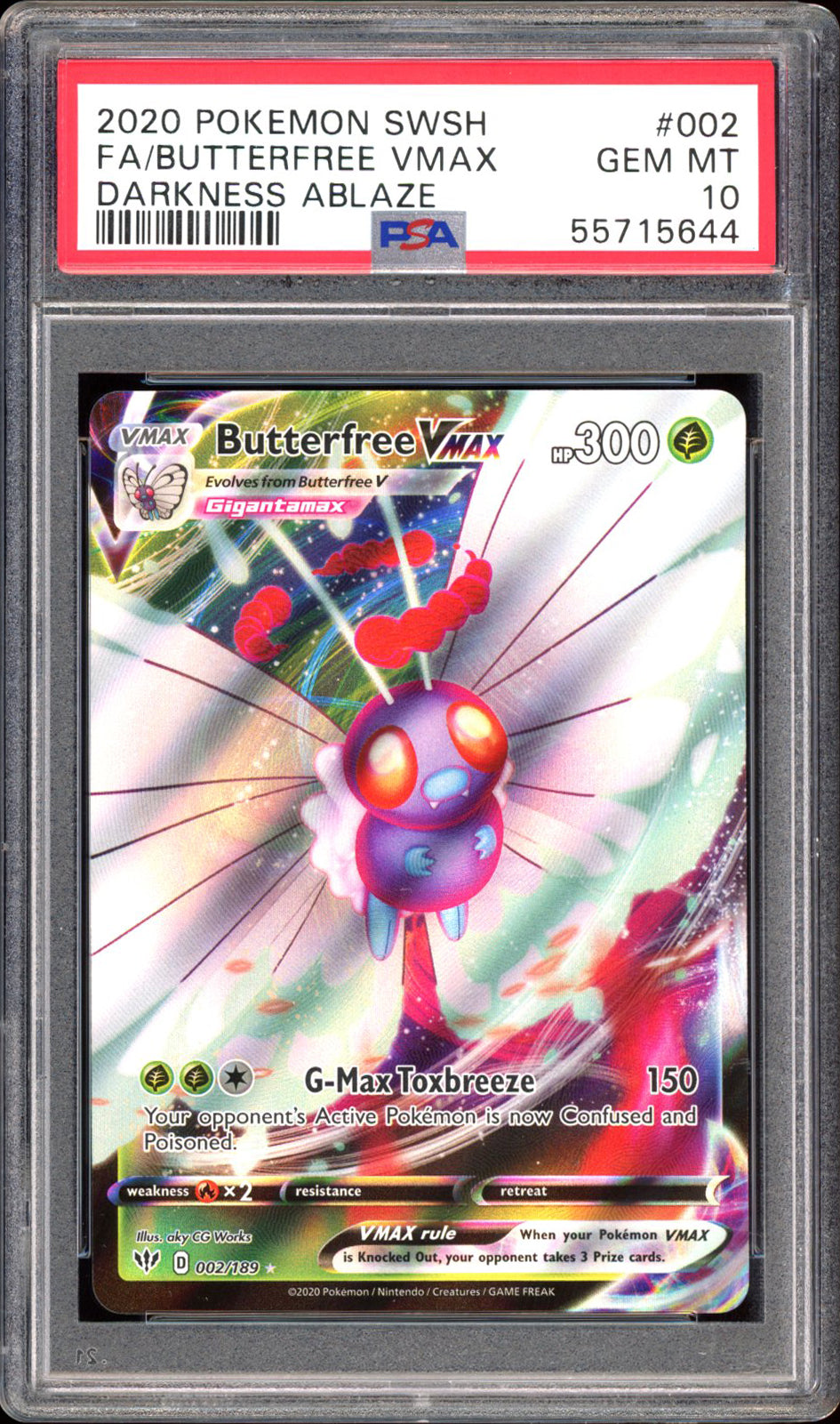 Butterfree VMAX 002/189 - PSA 10 - Darkness Ablaze Full Art