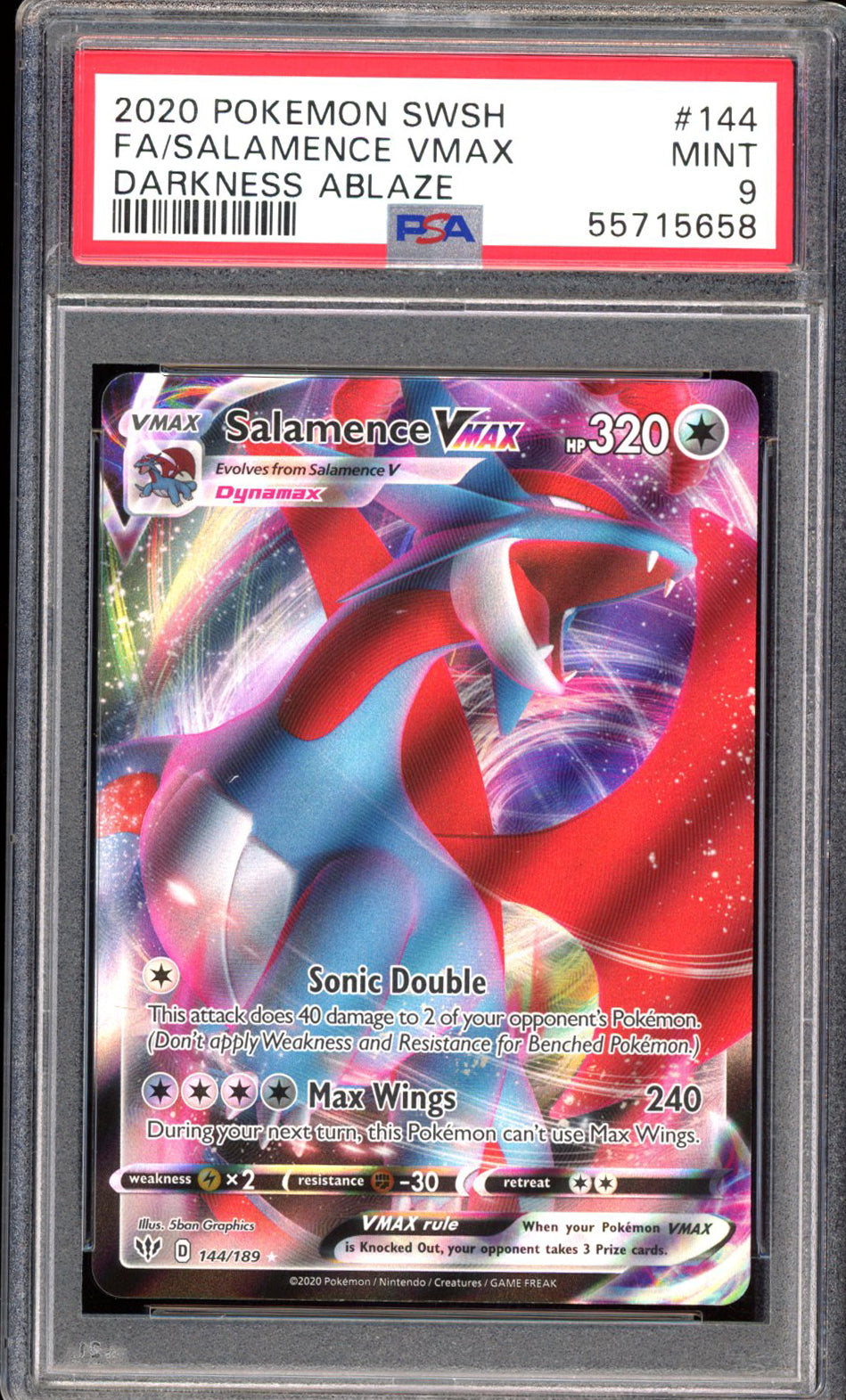 Salamence VMAX 144/189 - PSA 9 - Darkness Ablaze Full Art