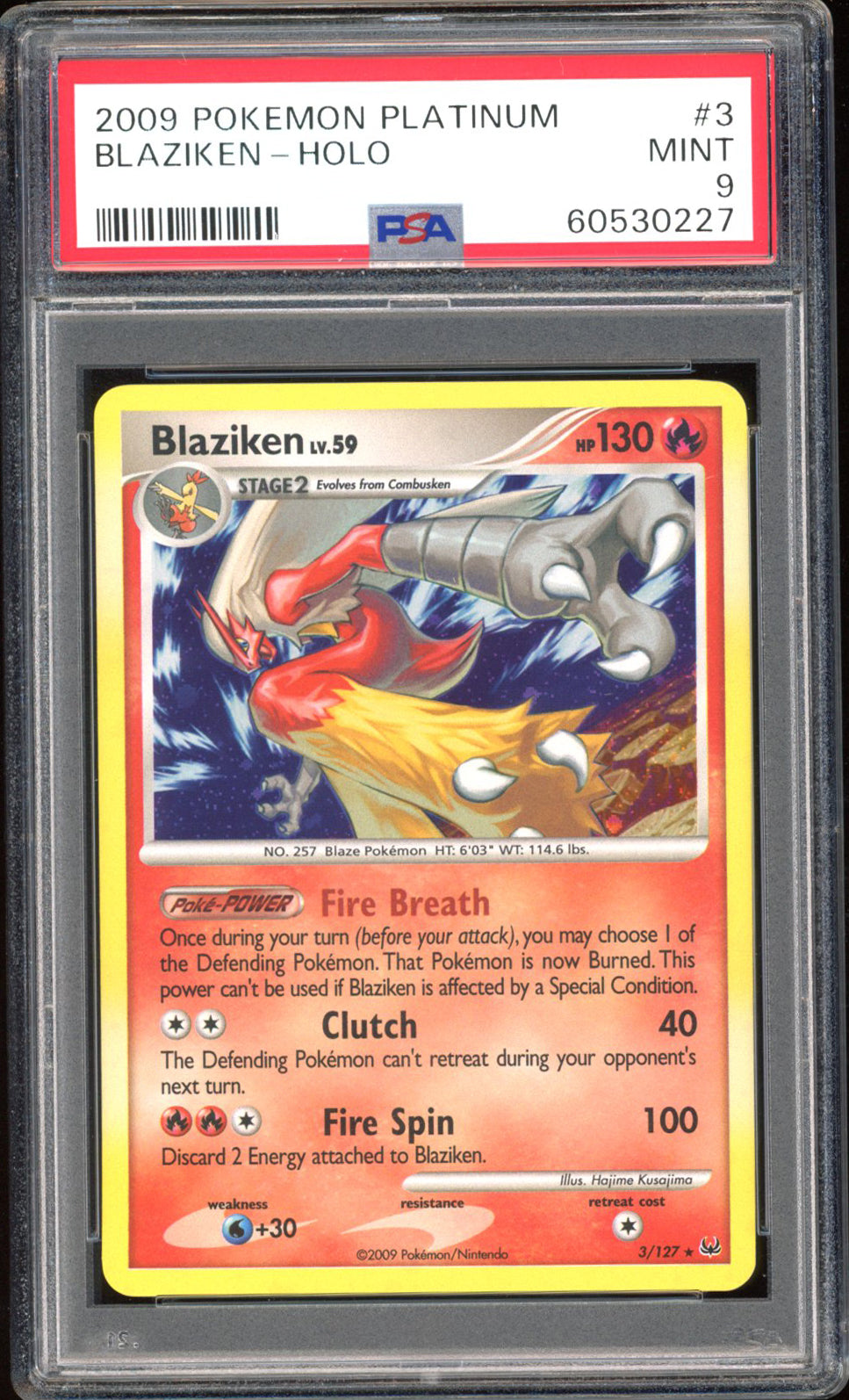 Blaziken 3/127 - PSA 9 - Platinum Holo