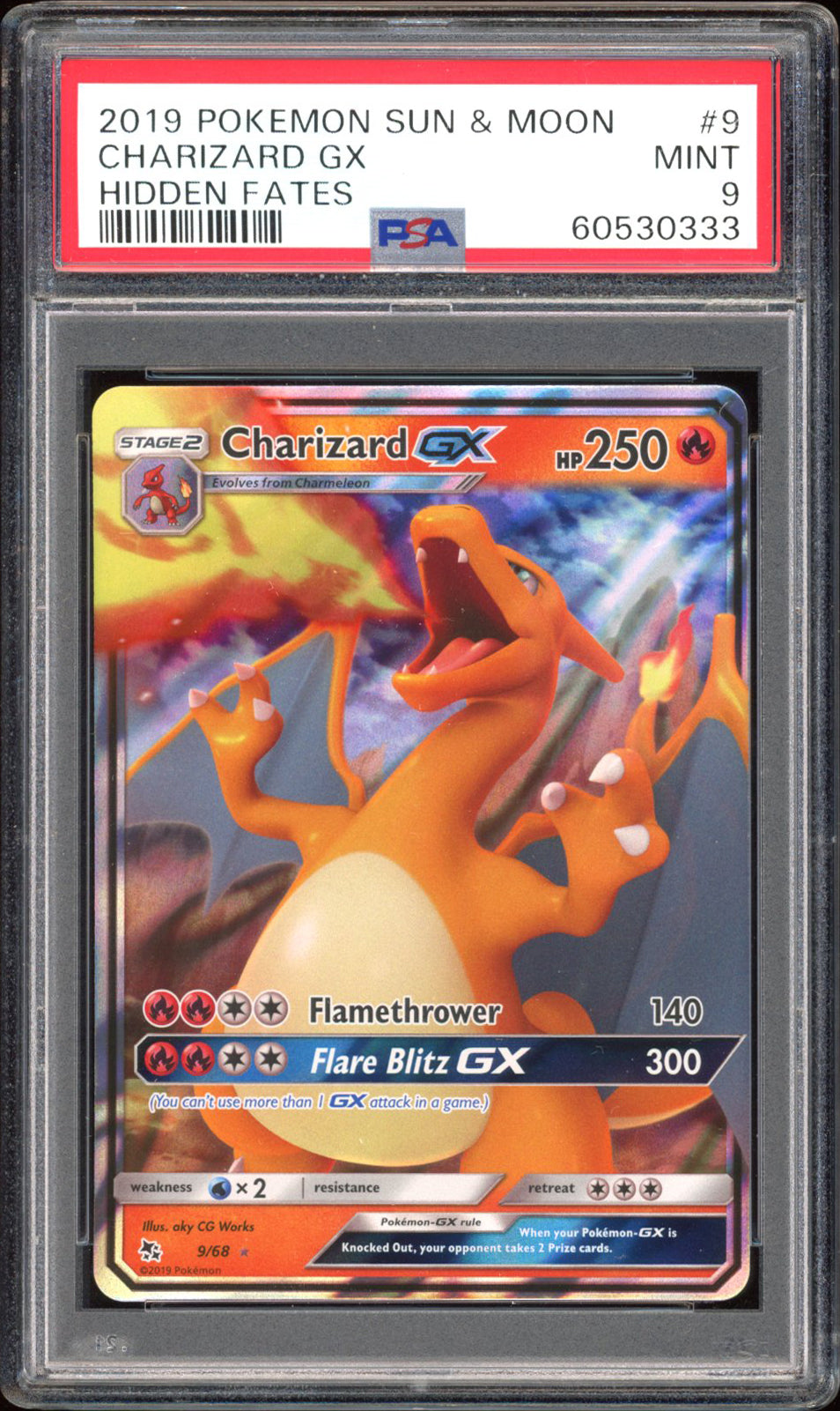 Charizard GX - PSA 9 - Hidden Fates - #9 - Holo