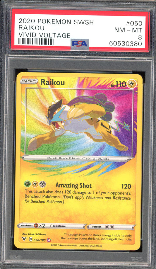 Raikou - PSA 8 - Vivid Voltage - #50 - Amazing Rare