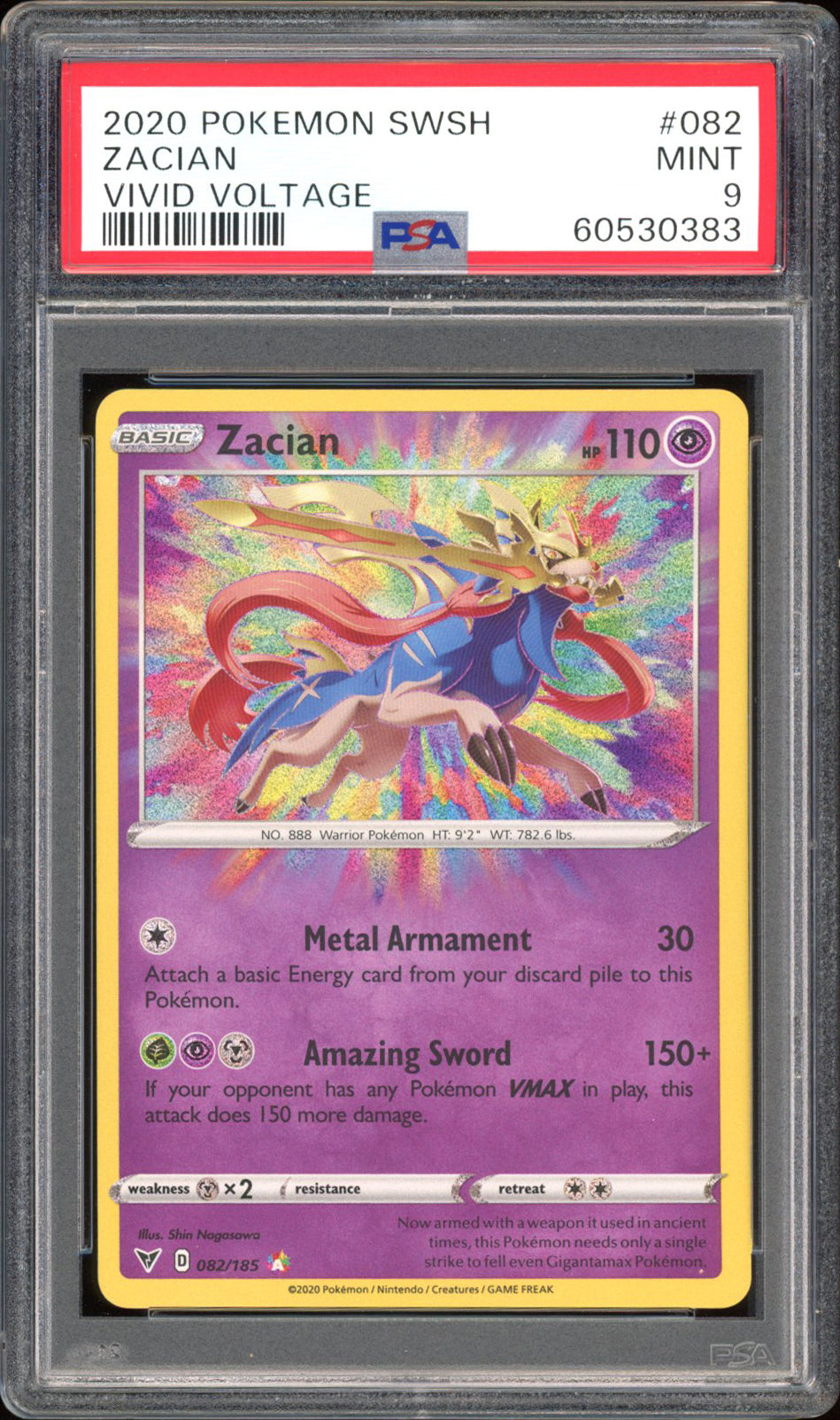 Zacian - PSA 9 - Vivid Voltage - #82 - Amazing Rare