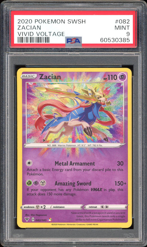 Zacian - PSA 9 - Vivid Voltage - #82 - Amazing Rare