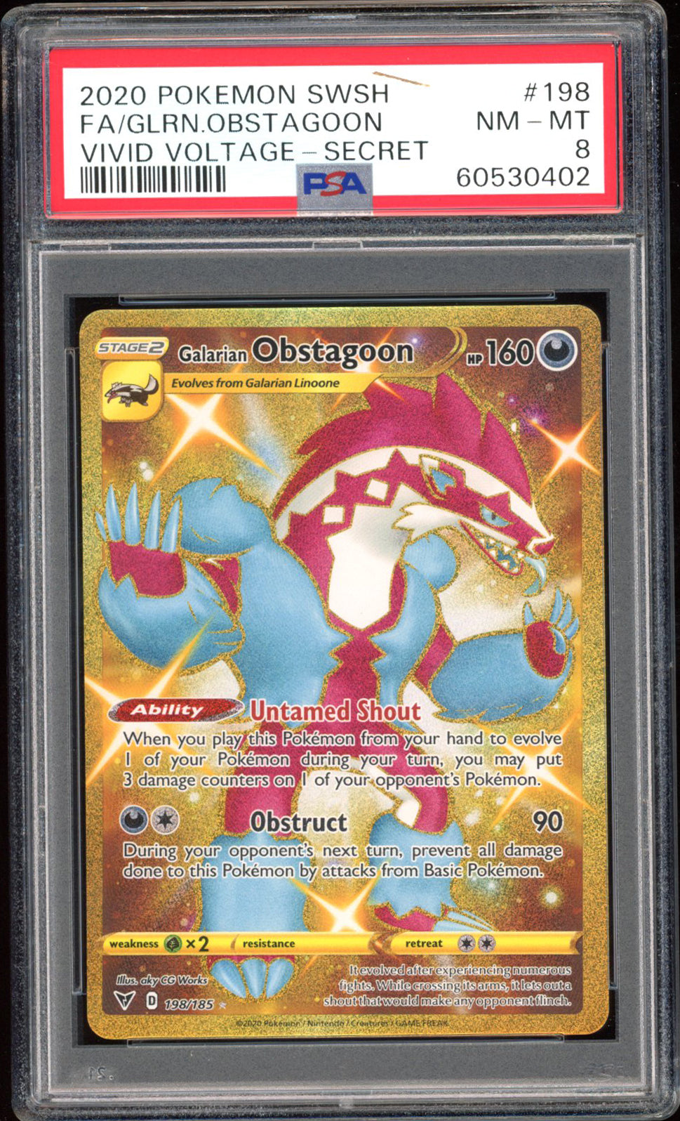 Galarian Obstagoon - PSA 8 - Vivid Voltage - #198 - Secret Rare