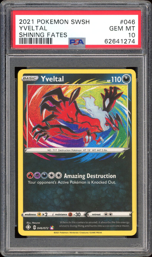 Yveltal 046/072 - PSA 10 - Shining Fates Amazing Rare