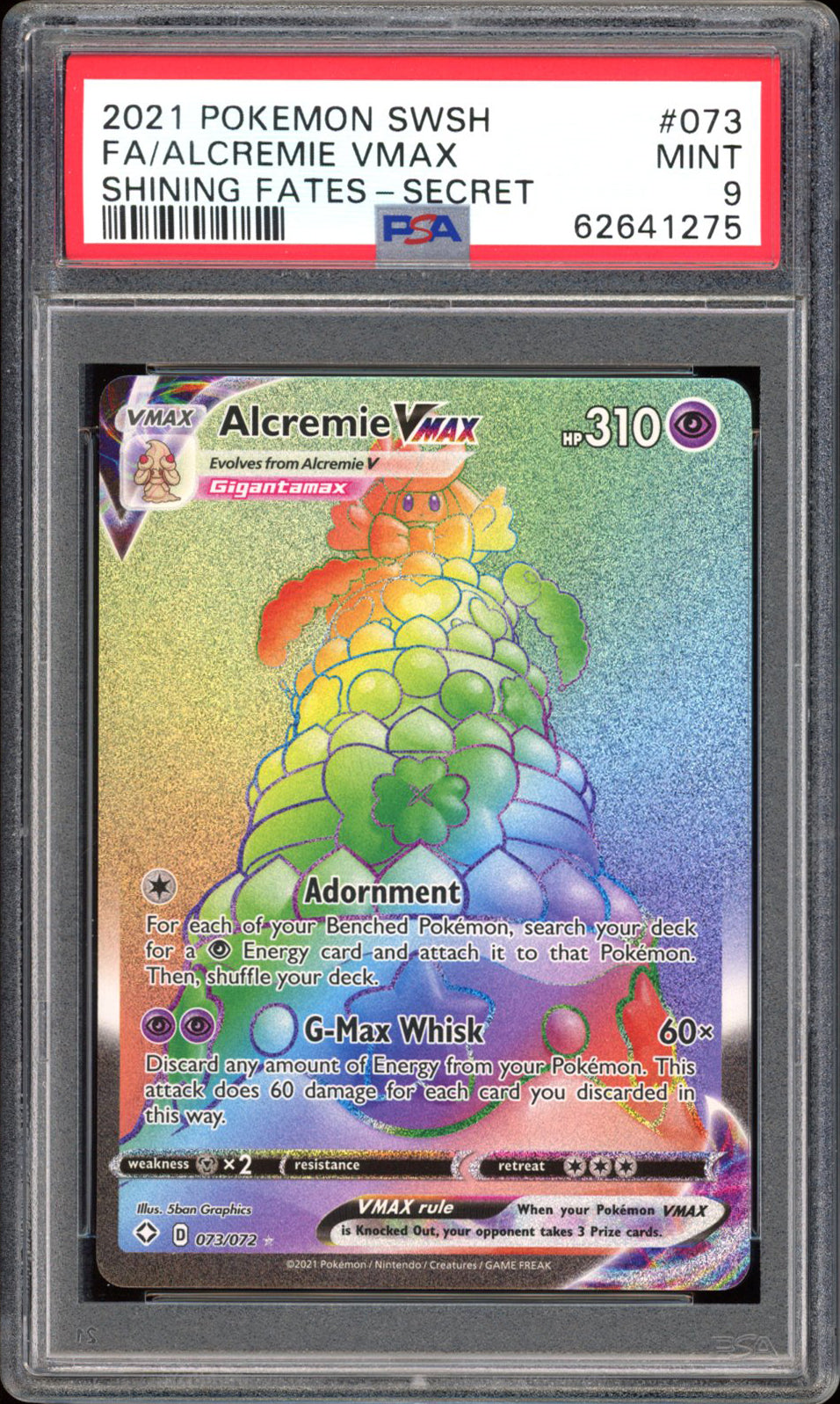 Alcremie VMAX 073/072 - PSA 9 - Shining Fates Secret Rare