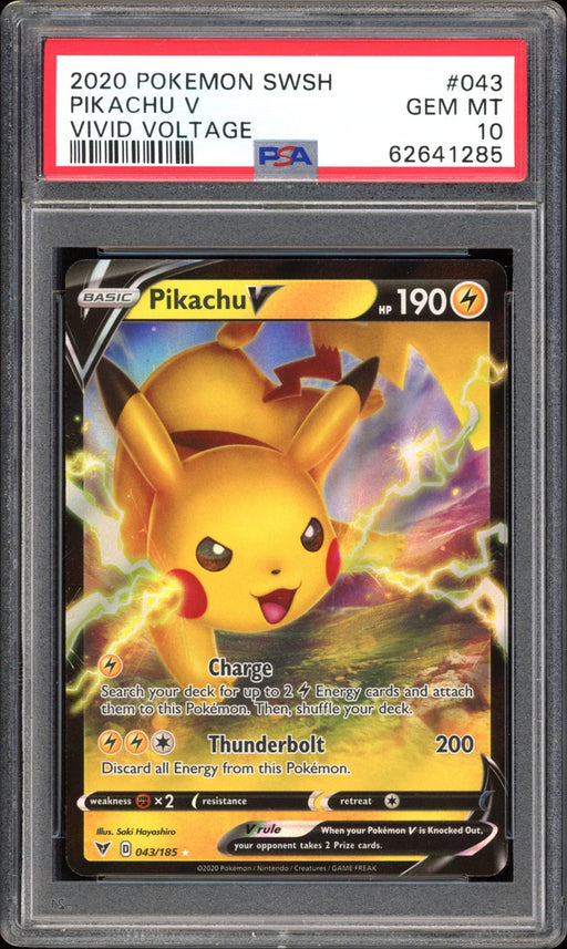 Pikachu V 043/185 - PSA 10 - Vivid Voltage Holo
