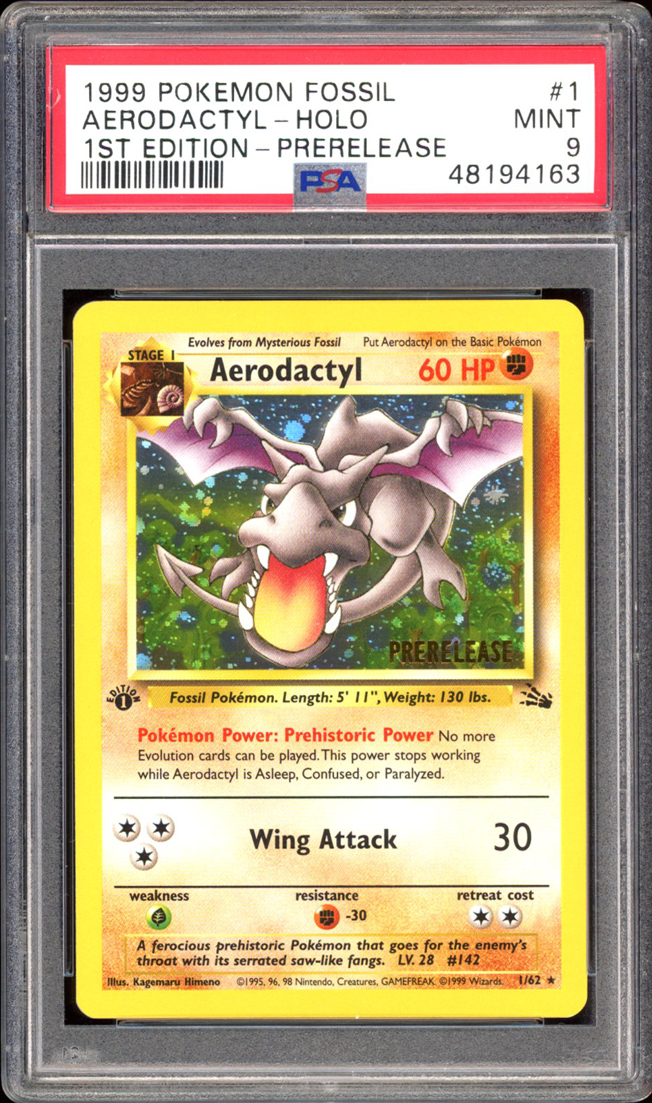 Aerodactyl - Holo Pre Release 1st Edition (PSA 9) - #1 - PokeRand