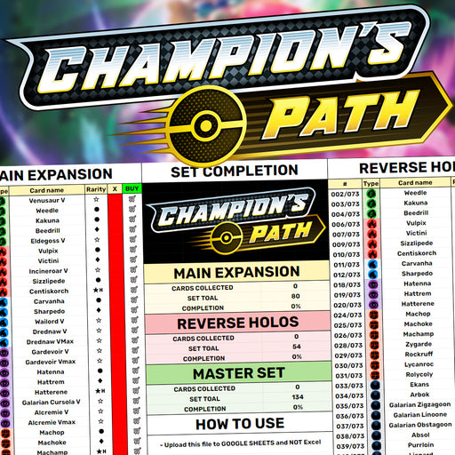Champion's Path Set Completion Spreadsheet - PokeRand