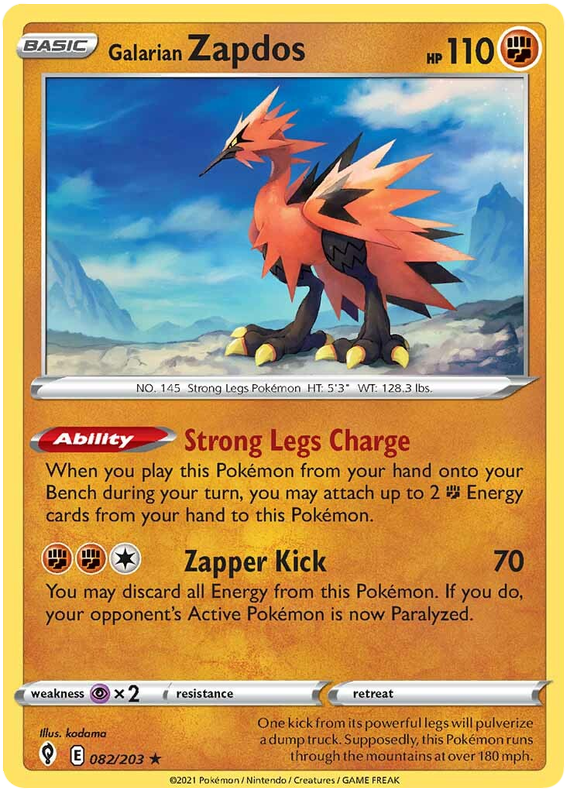 (082/203) Galarian Zapdos - Holo - Evolving Skies - PokeRand