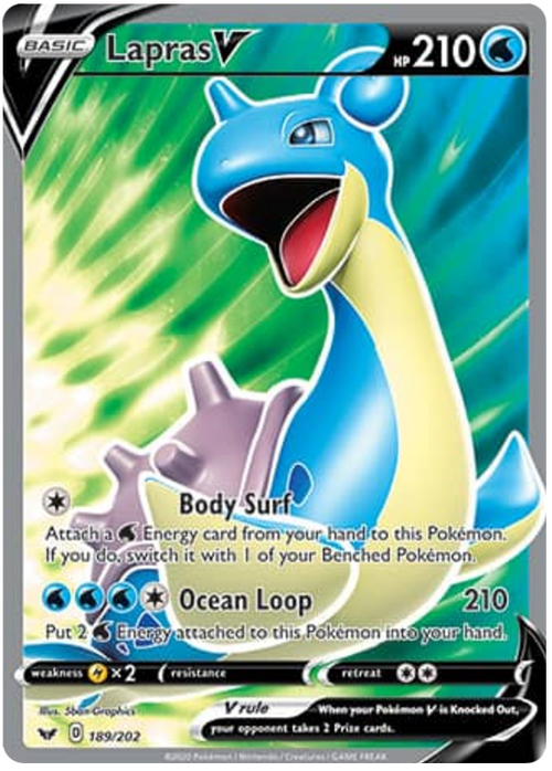 (189/202) Lapras V - Full Art - Sword & Shield - PokeRand