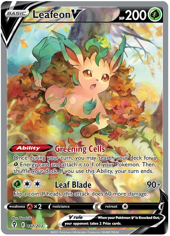 (167/203) Leafeon V - Secret Rare - Evolving Skies - PokeRand