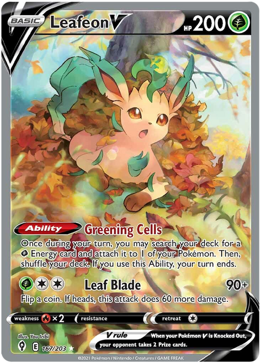 (167/203) Leafeon V - Secret Rare - Evolving Skies - PokeRand