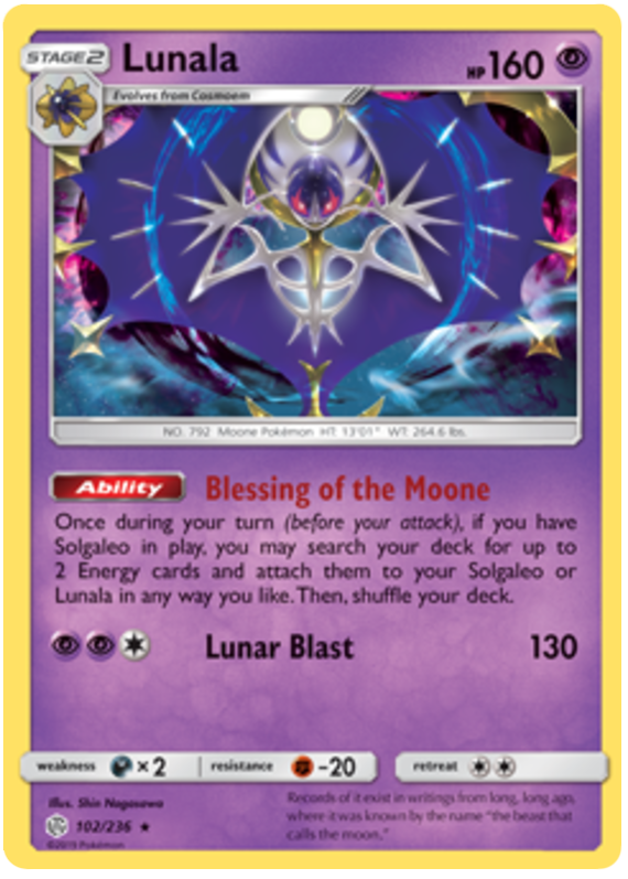 (102/236) Lunala - Holo - Cosmic Eclipse - PokeRand