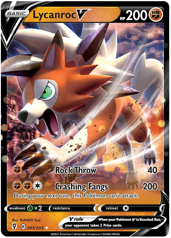 (091/203) Lycanroc - V - Evolving Skies - PokeRand