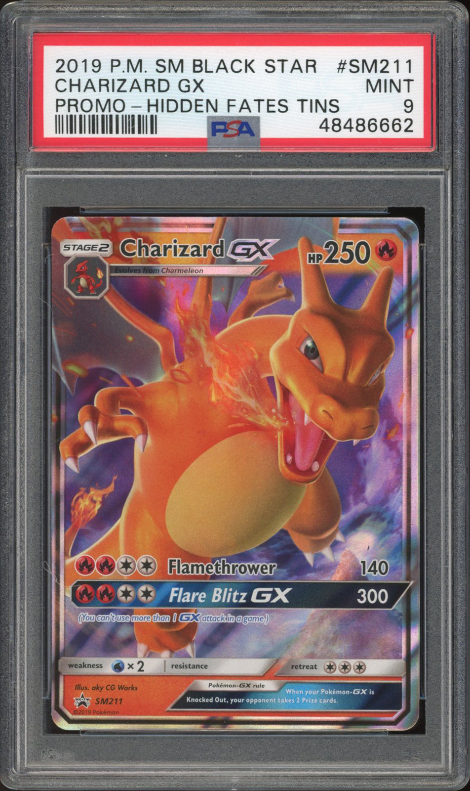 Charizard GX - Hidden Fates Tin Promo (PSA 9) - Hidden Fates SM211 - PokeRand