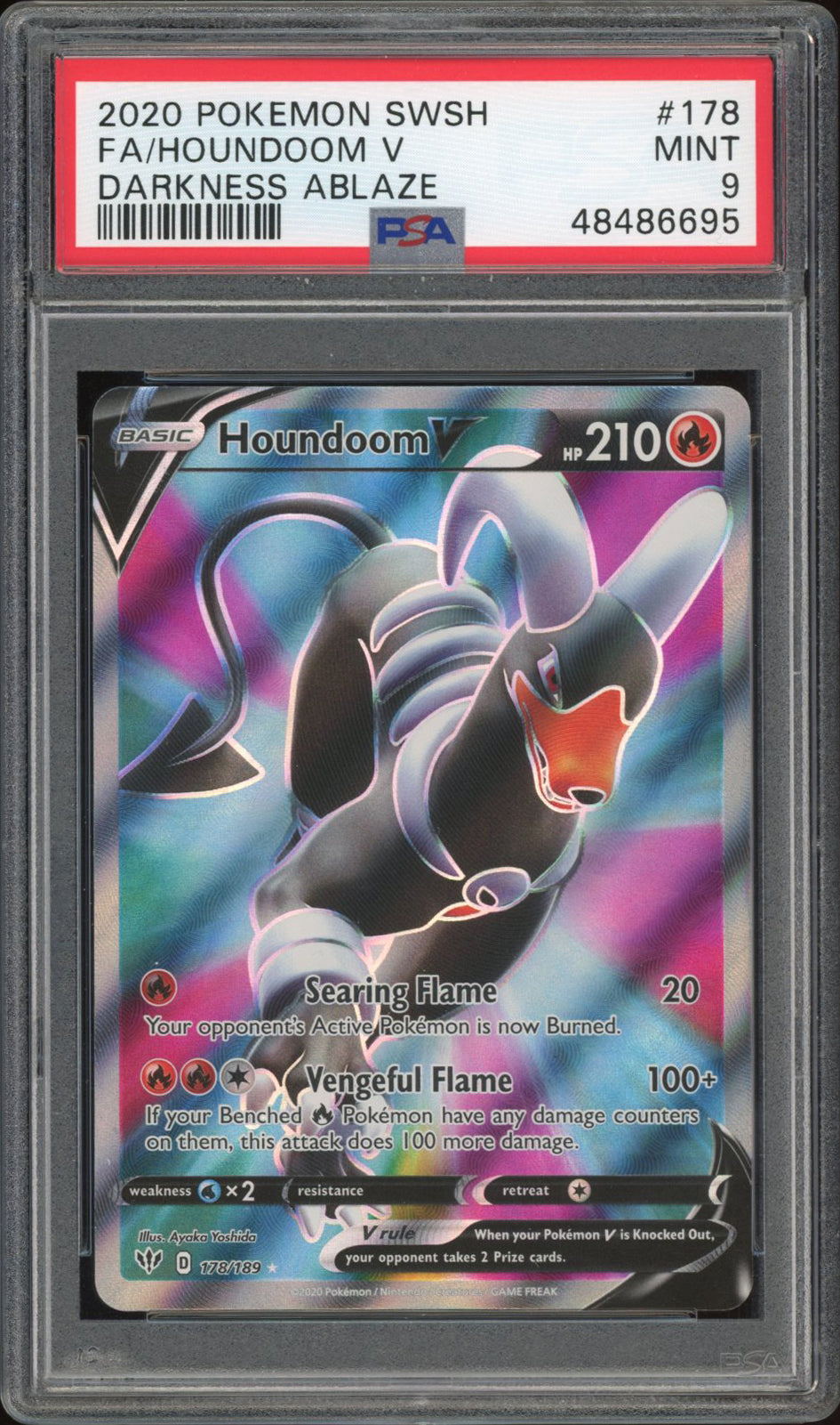 Houndoom V - Full Art (PSA 9) - Darkness Ablaze 178/189 - PokeRand