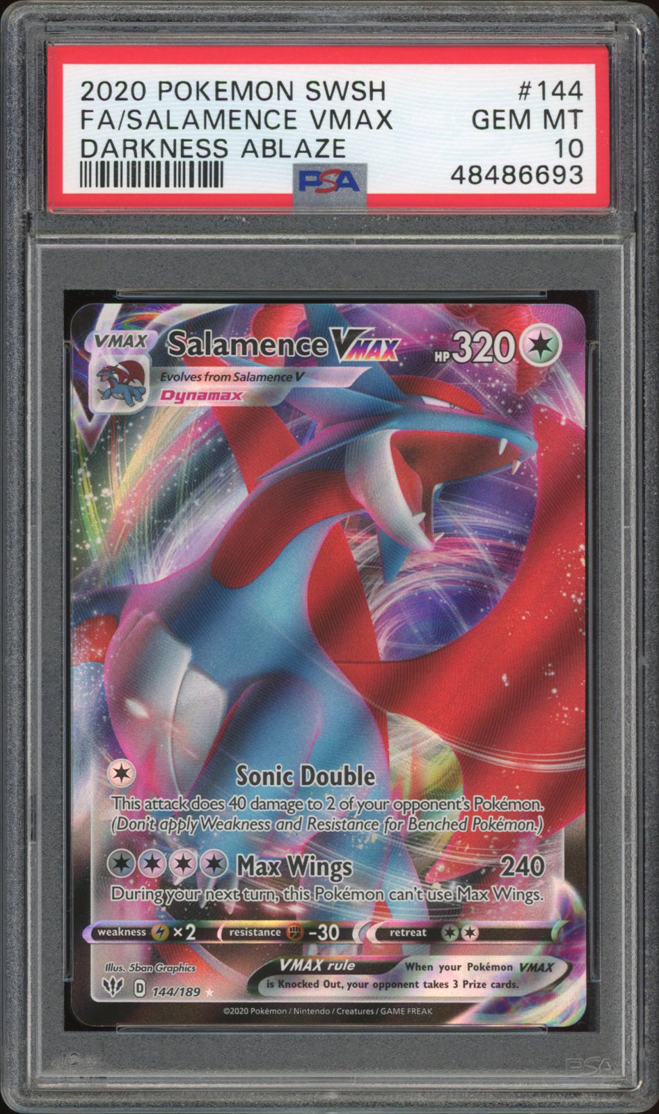 Salamence - VMAX - Darkness Ablaze (PSA 10) - 144/189 - PokeRand