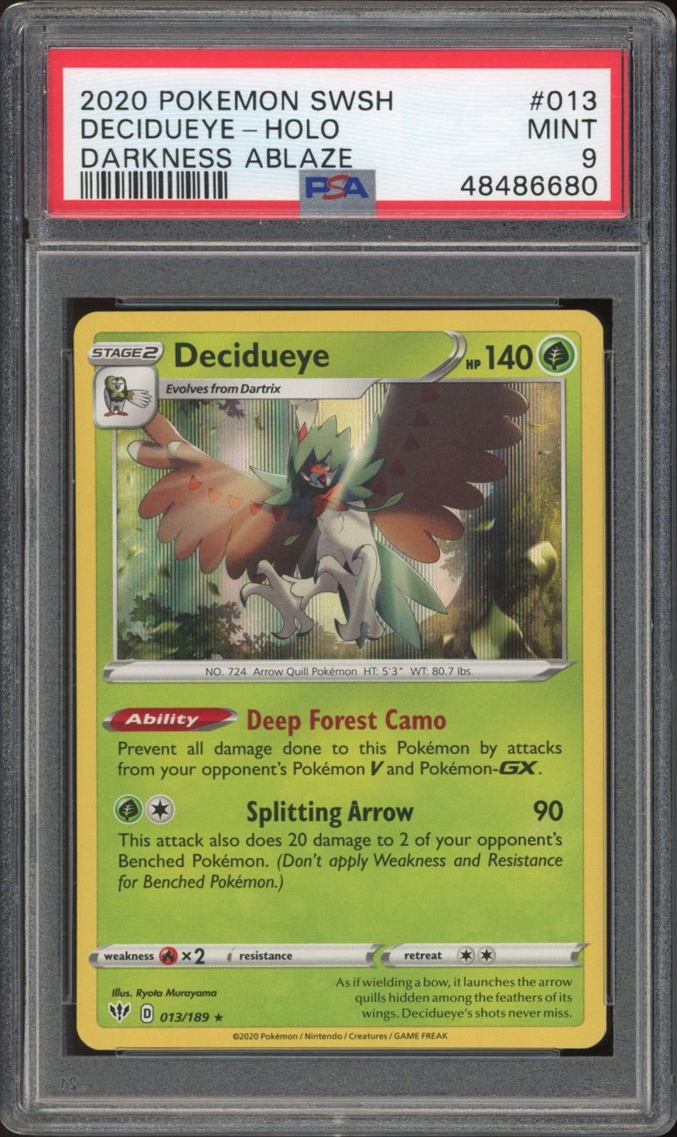 Decidueye - Holo - Darkness Ablaze (PSA 9) - 013/189 - PokeRand