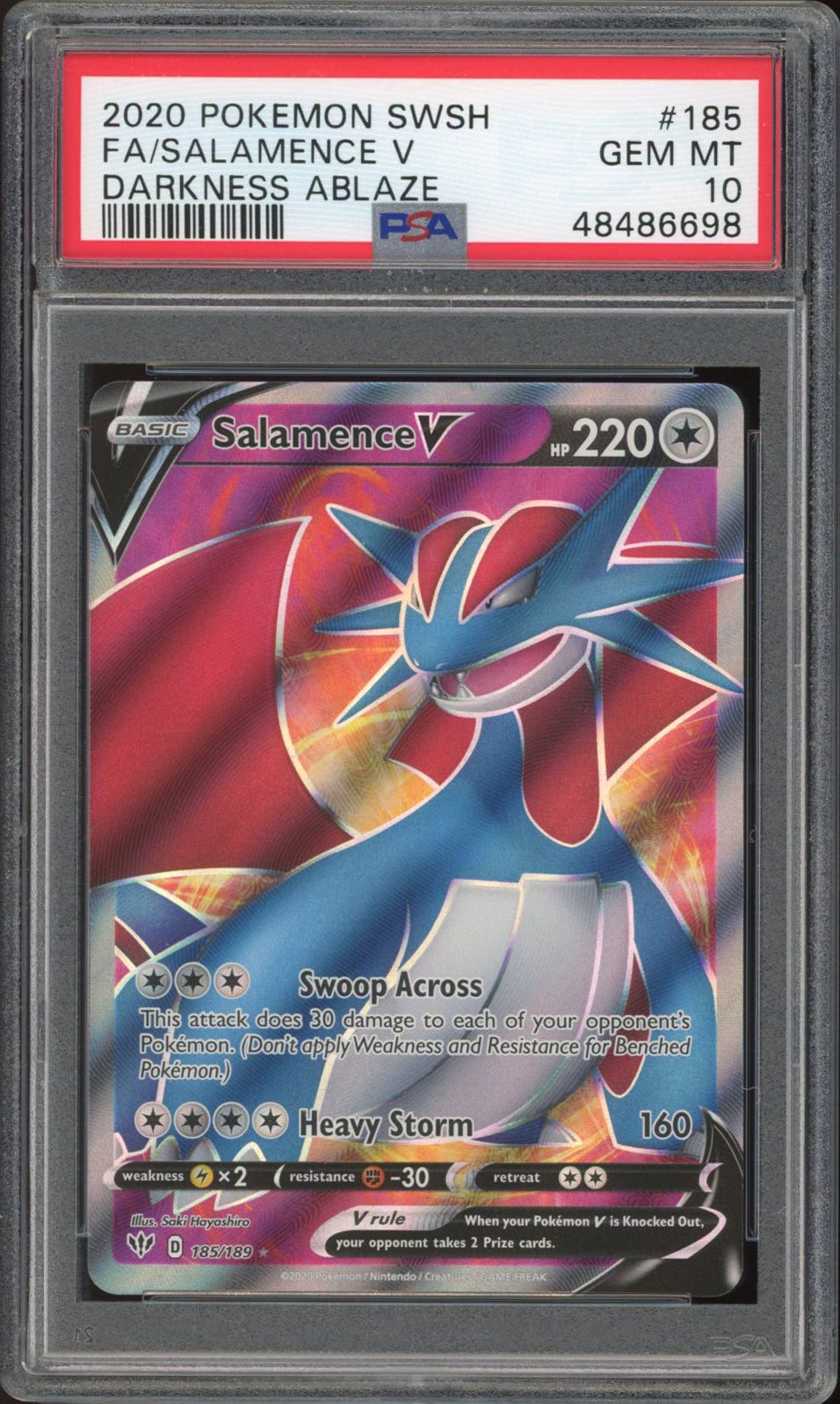 Salamence V - Full Art (PSA 10) - Darkness Ablaze 185/189 - PokeRand