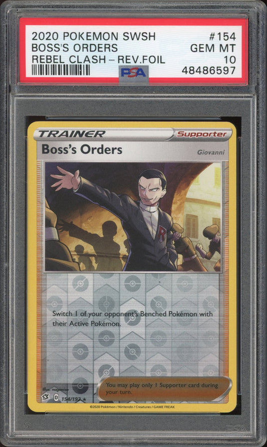 Boss's Orders - Rev. Foil - Rebel Clash (PSA 10) - 154/192 - PokeRand