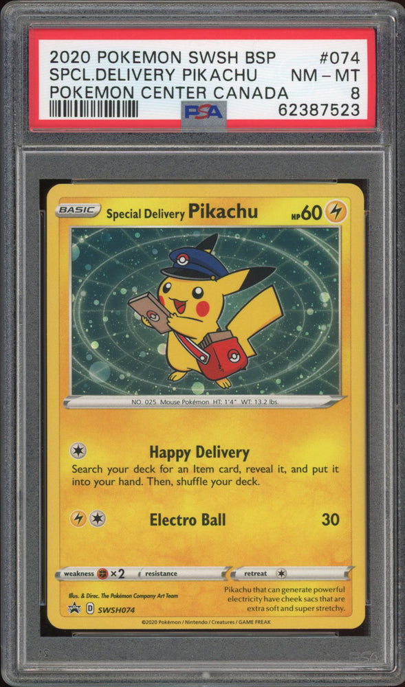 Special Delivery Pikachu - Pokemon Centre Promo (PSA 8) - SWSH074 - PokeRand