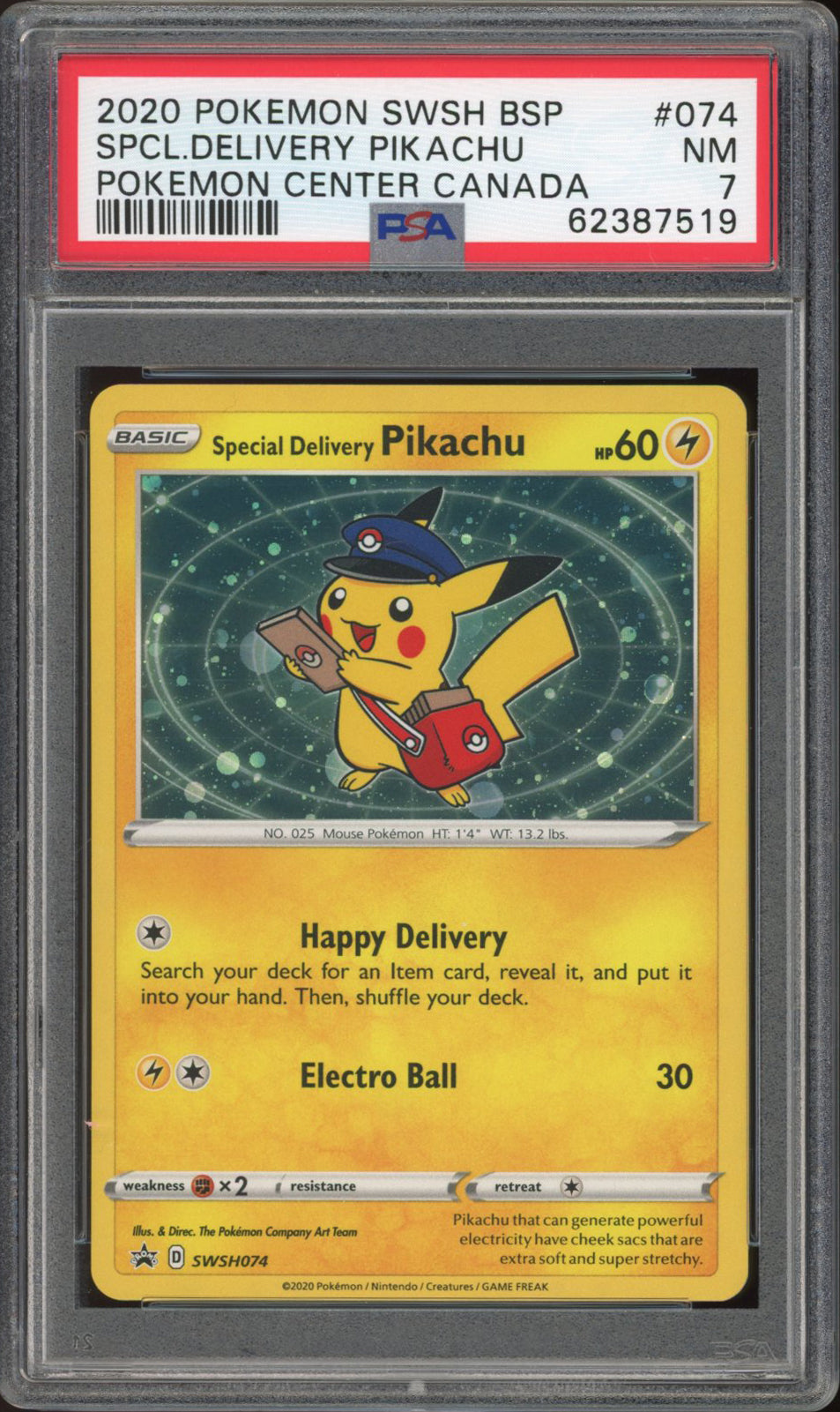 Special Delivery Pikachu - Pokemon Centre Promo (PSA 7) - SWSH074 - PokeRand