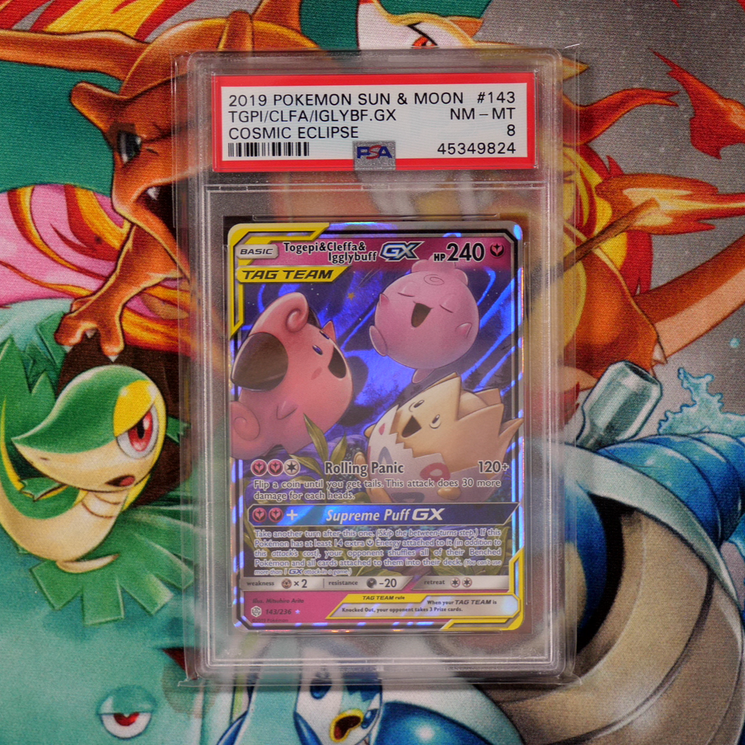 Togepi, Cleffa & Igglybuff GX (143/236) - PSA 8 - Cosmic Eclipse - PokeRand