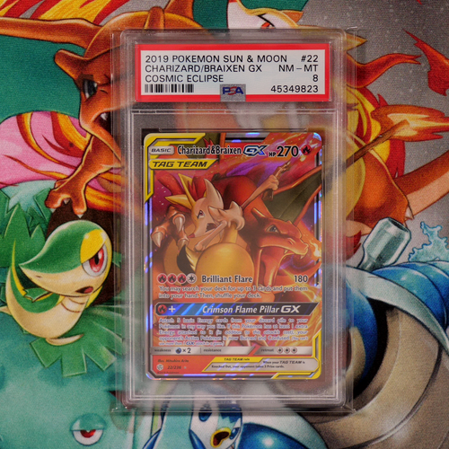 Charizard & Braixen GX (22/236) - PSA 8 - Cosmic Eclipse - PokeRand