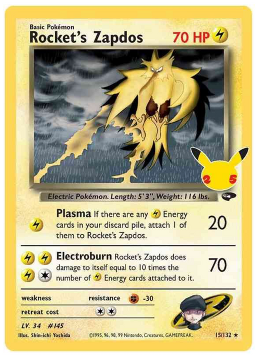 Rocket's Zapdos - Holo - Celebrations Classic Collection (25th Anniversary) 15/132 - PokeRand