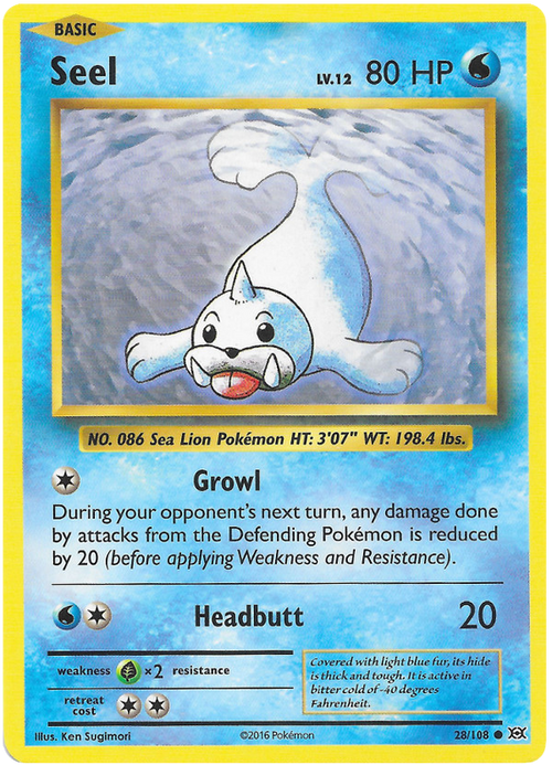 Seel - Reverse Holo - (28/108) - Evolutions - PokeRand