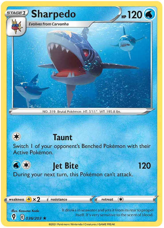 (036/203) Sharpedo - Rare - Evolving Skies - PokeRand