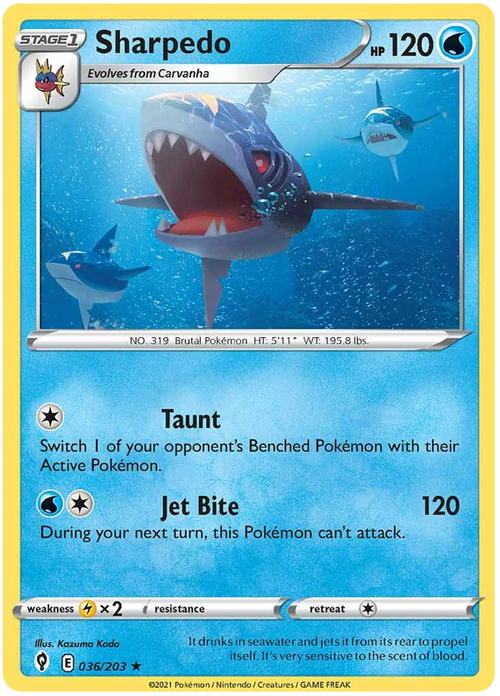 (036/203) Sharpedo - Rare - Evolving Skies - PokeRand