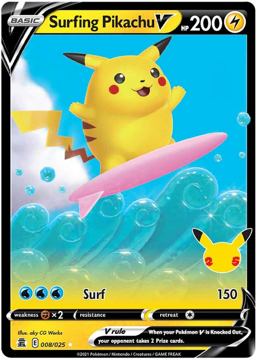 Surfing Pikachu - V - Celebrations (25th Anniversary) 008/025 - PokeRand
