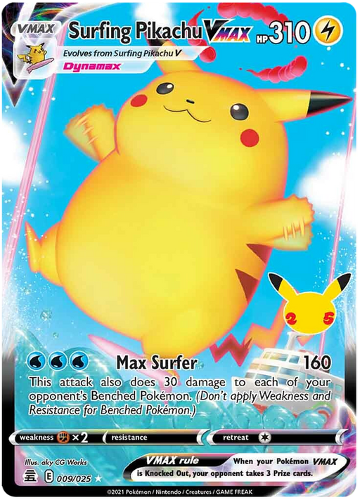 Surfing Pikachu - VMAX - Celebrations (25th Anniversary) 009/025 - PokeRand