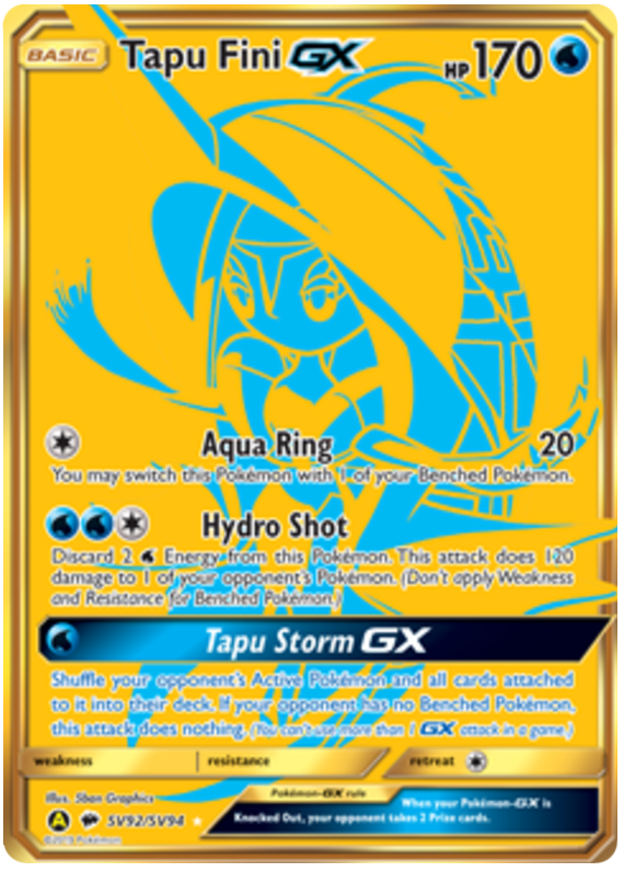 Tapu Fini GX - Gold Card - (SV92/SV94) - Hidden Fates - PokeRand