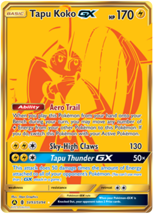 Tapu Koko GX - Gold Card - (SV93/SV94) - Hidden Fates - PokeRand