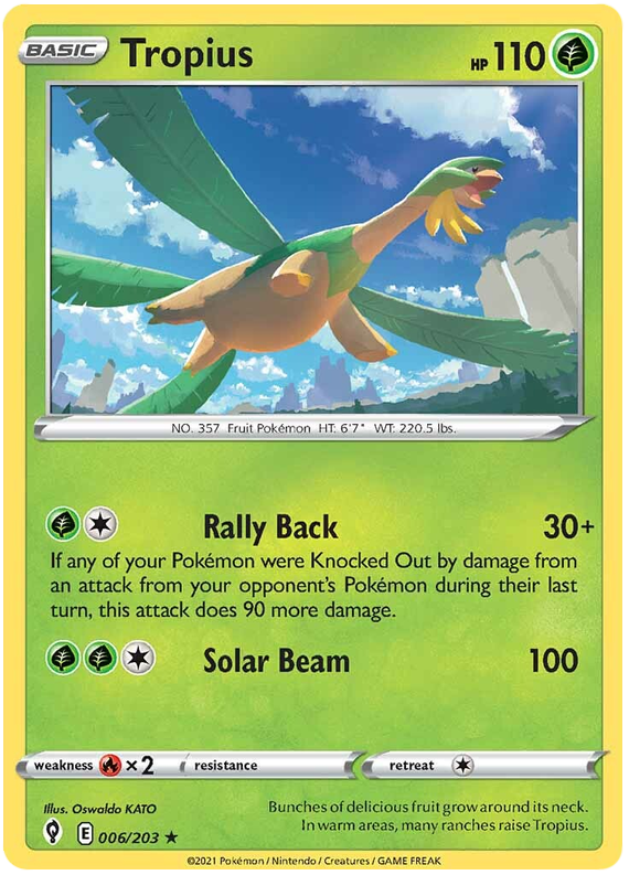 Tropius (006/203) - REVERSE HOLO RARE - Evolving Skies - PokeRand