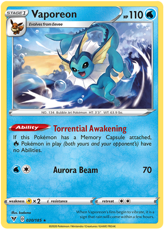 Reverse Holo (030/185) Vaporeon - Vivid Voltage - PokeRand