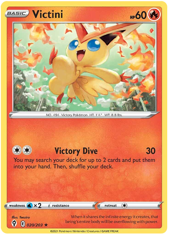 Victini (020/203) - REVERSE HOLO RARE - Evolving Skies - PokeRand