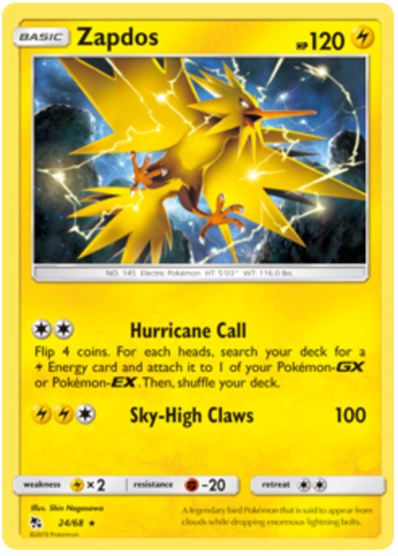 Zapdos (Holo - 24/68) - Hidden Fates - PokeRand