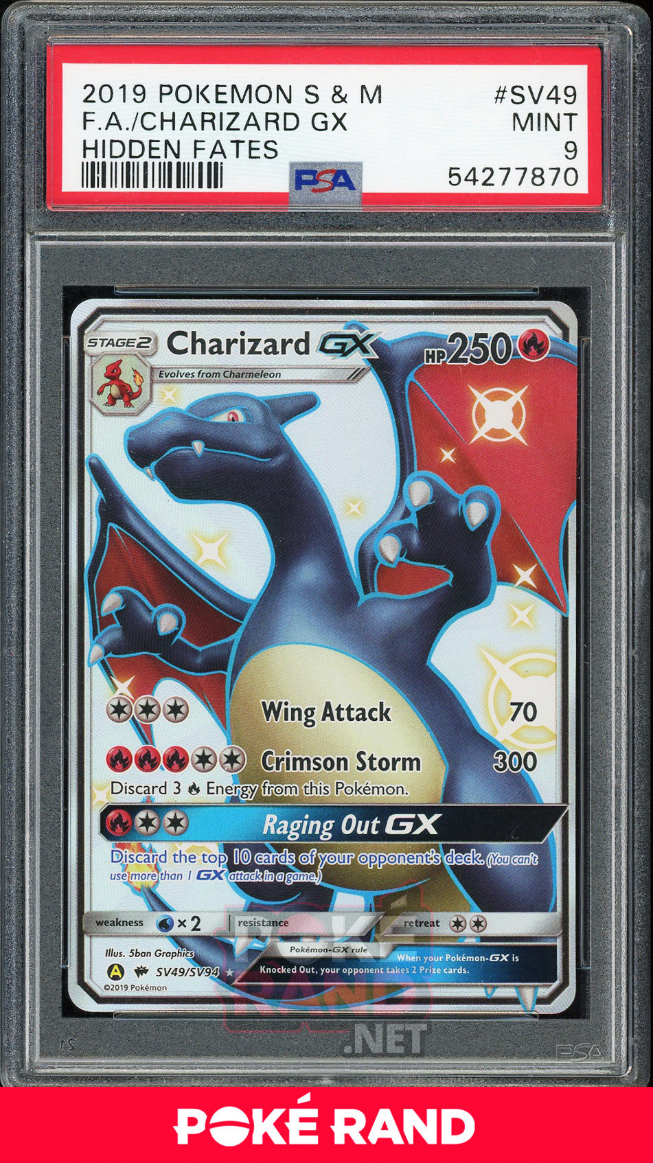 Charizard GX Secret Rare (SV49) PSA 9 - Hidden Fates Shiny Vault - PokeRand