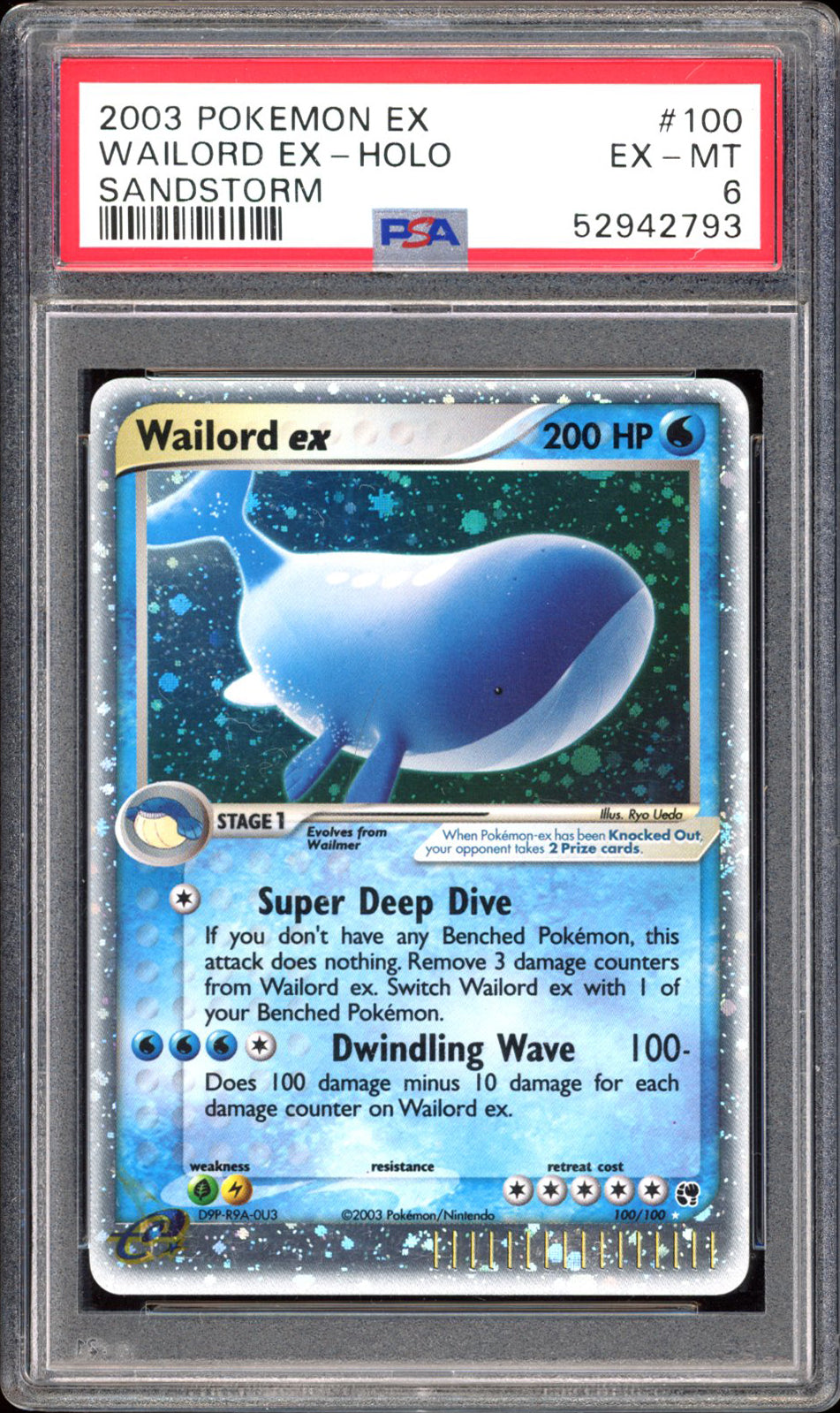 Wailord EX - Holo - PSA 6 - Sandstorm - 100/100 - PokeRand