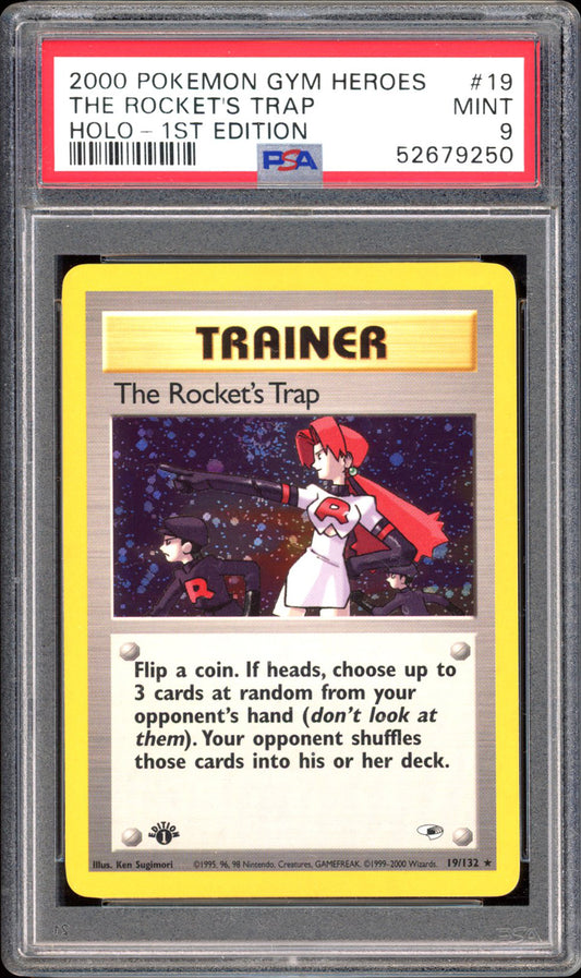 The Rocket's Trap - 1ST EDITION - Holo - PSA 9 - Gym Heroes - 19/132 - PokeRand