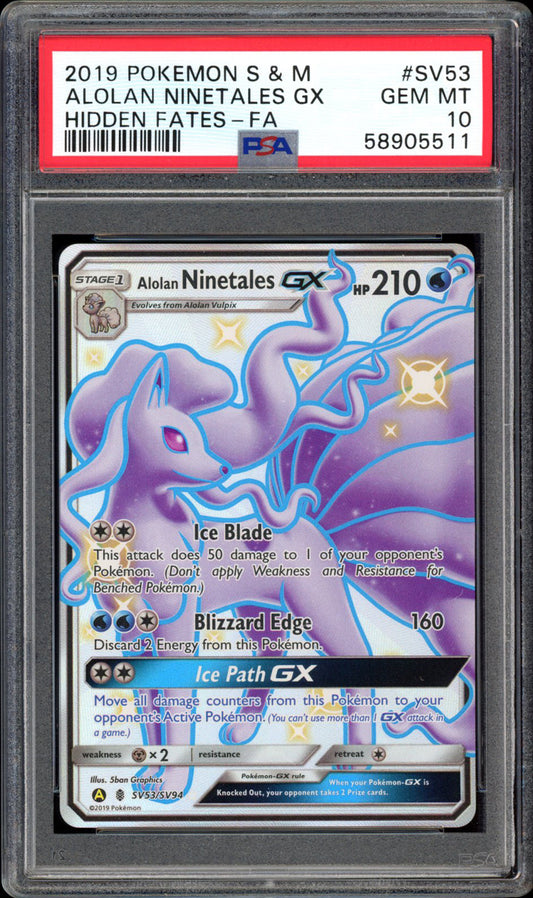 Alolan Ninetales GX - Full Art - SV53/SV94 - PSA 10 - Hidden Fates - PokeRand