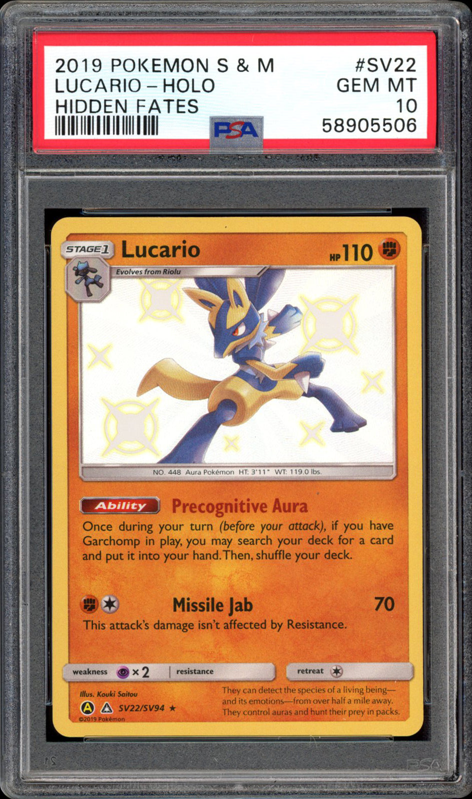 Lucario - PSA 10 - SV22/SV94 - Hidden Fates - PokeRand