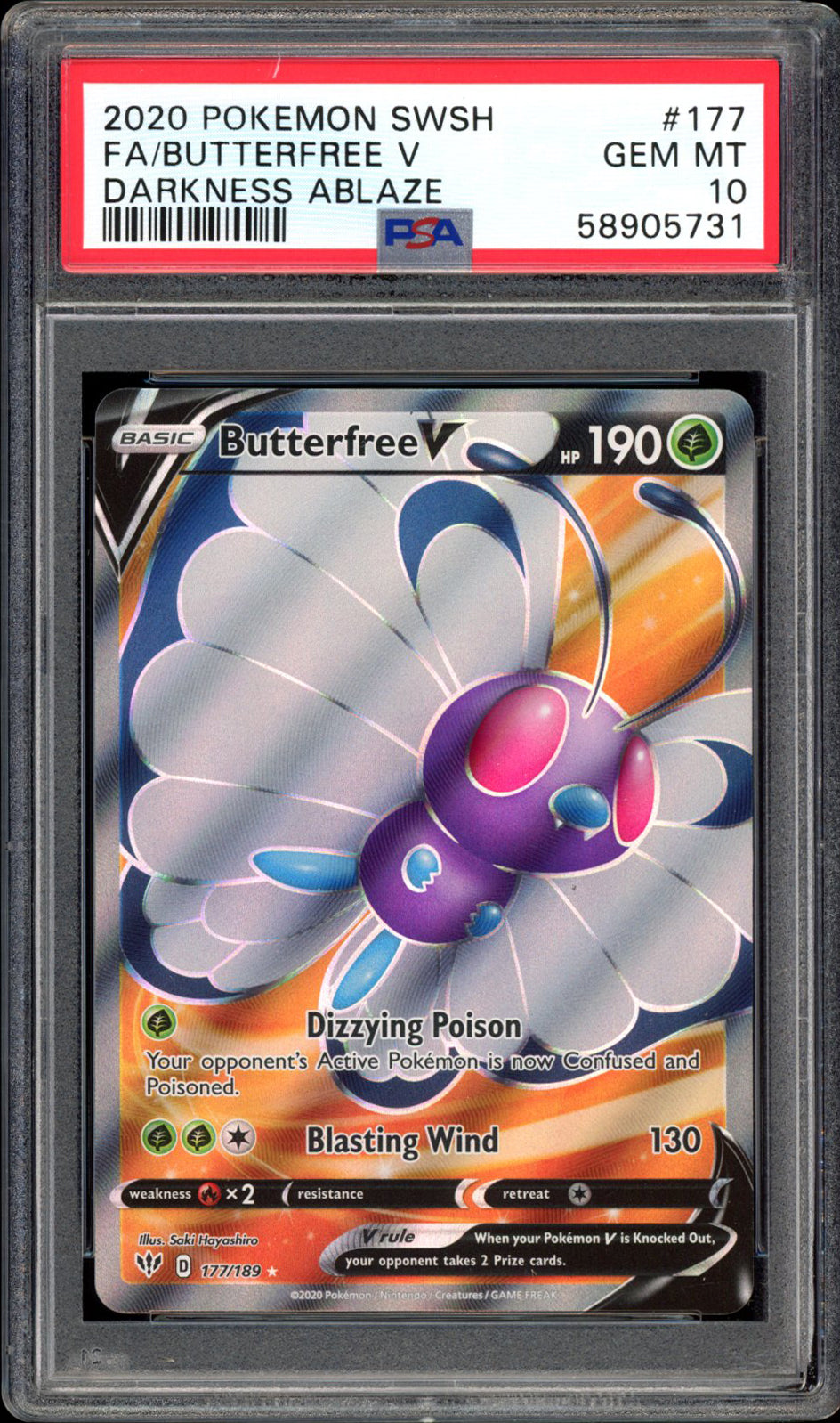 Butterfree V - Full Art - 177/189 - PSA 10 - Darkness Ablaze - PokeRand