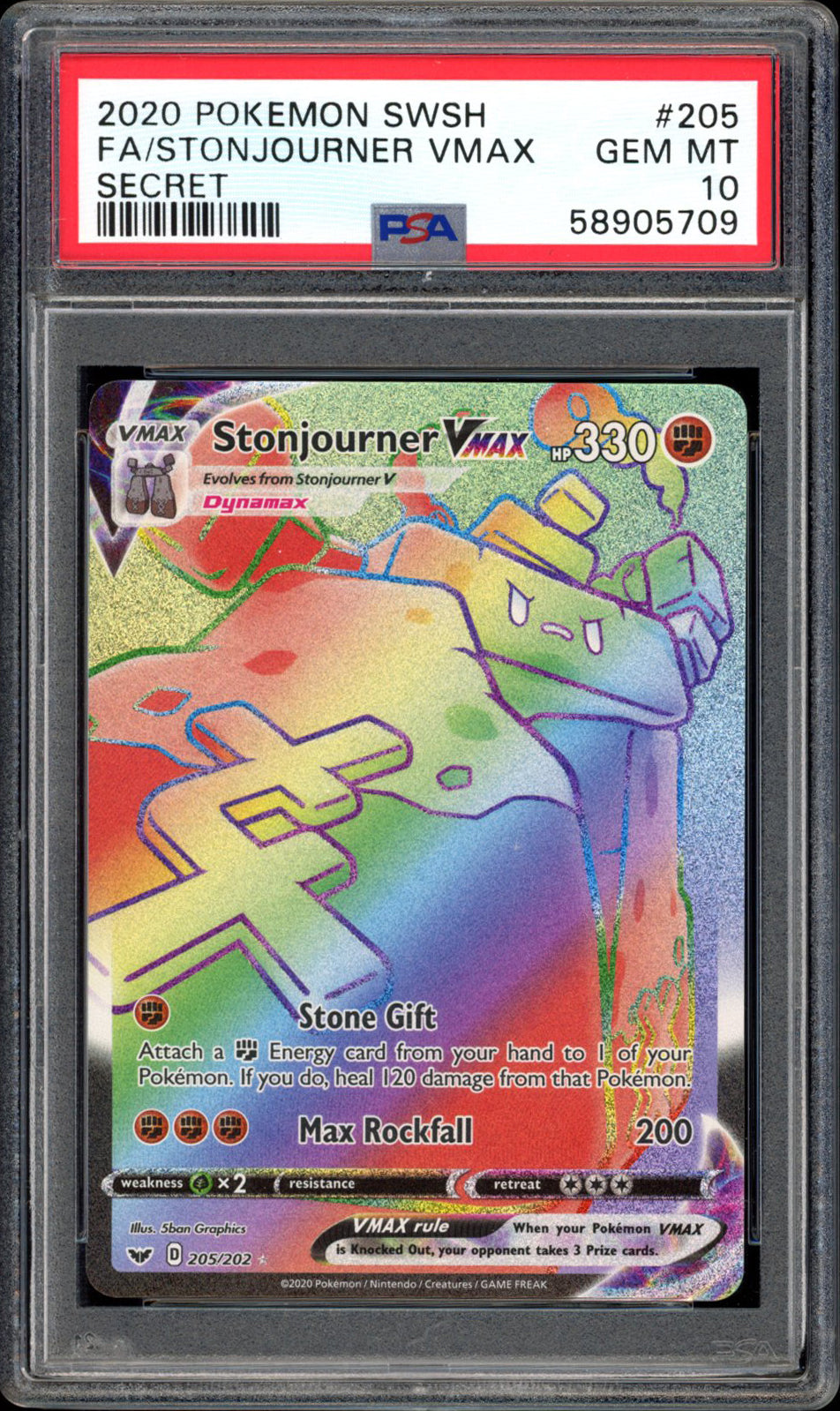 Stonjourner VMAX - Full Art - 205/202 - PSA 10 - Sword & Shield - PokeRand